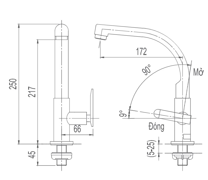 9 Bản vẽ kỹ thuật vòi bếp lạnh INAX SFV-29