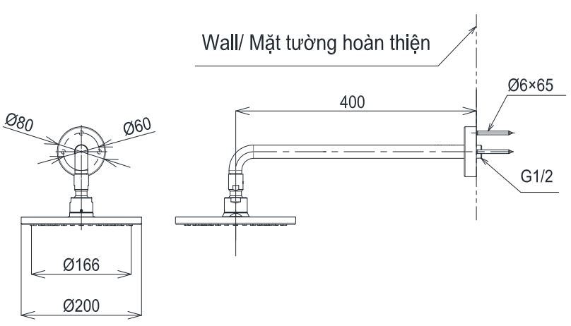 ban-ve-bat-sen-toto-tbw07001a Bản vẽ bát sen tắm TBW 07001A TOTO gắn tường 200 mm
