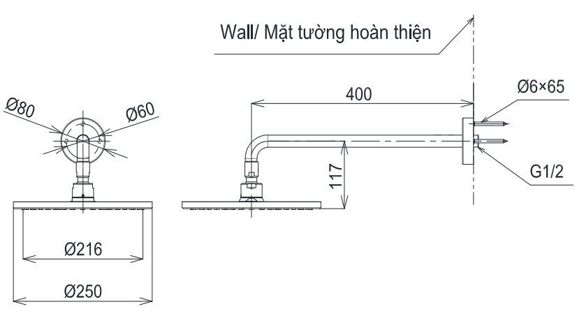 ban-ve-bat-sen-toto-tbw07002a Bản vẽ bát sen tắm TBW 07002A TOTO gắn tường 250 mm