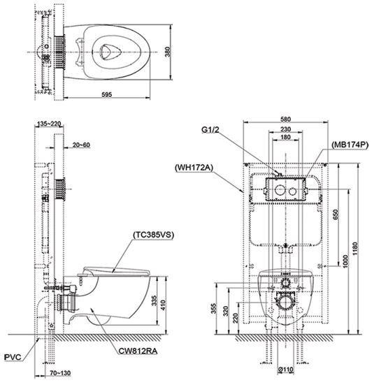 ban-ve-bon-cau-toto-cw812ra-tc811sjw Bản vẽ kỹ thuật xí bệt CW812RA