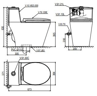 ban-ve-bon-cau-v823-viglacera Bản vẽ bệ xí bệt V-823 Viglacera 1 khối