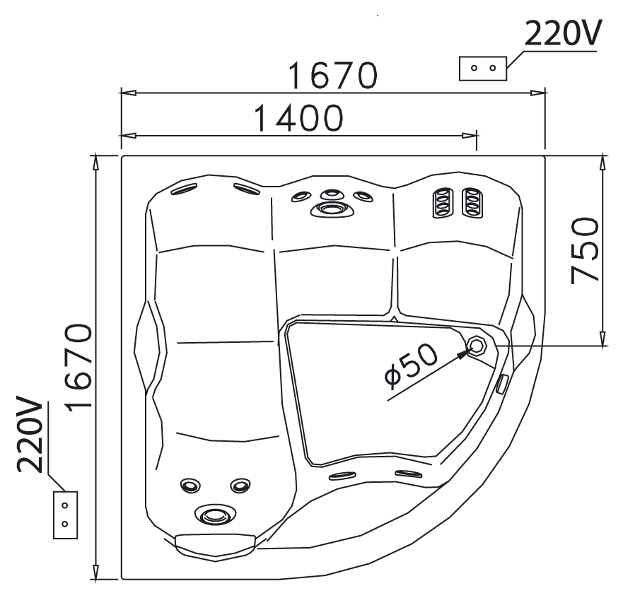 ban-ve-bon-tam-goc-massage-caesar-mt5165 bản vẽ bản bồn tắm góc massage xây Caesar MT5165