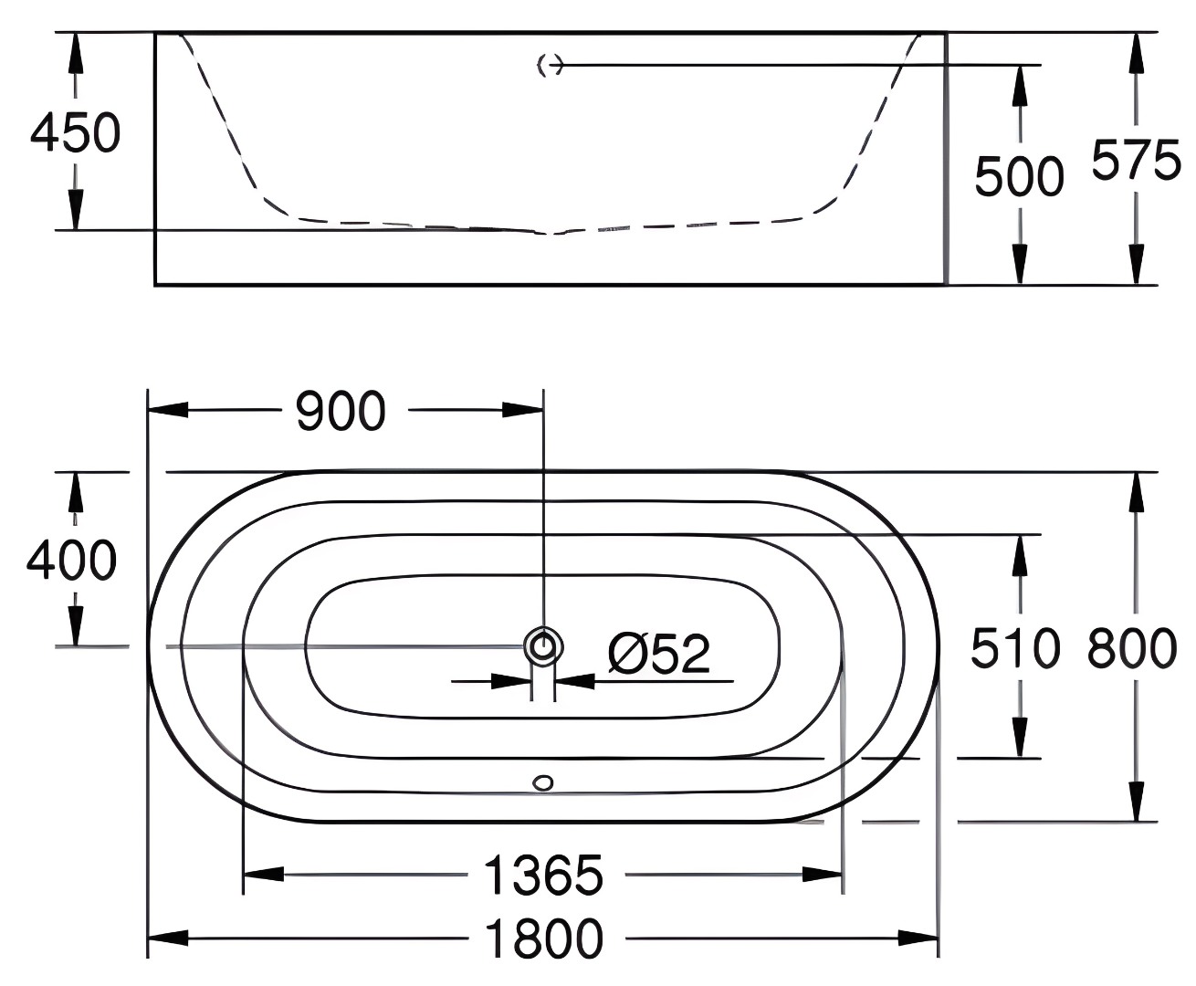 ban-ve-bon-tam-grohe-39729000 Bản vẽ bồn tắm nằm 39729000 Grohe