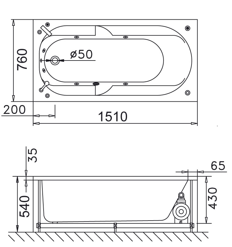 ban-ve-bon-tam-massage-xay-caesar-mt0350 Bản vẽ kỹ thuật bồn tắm dài Caesar MT0350 1,5M