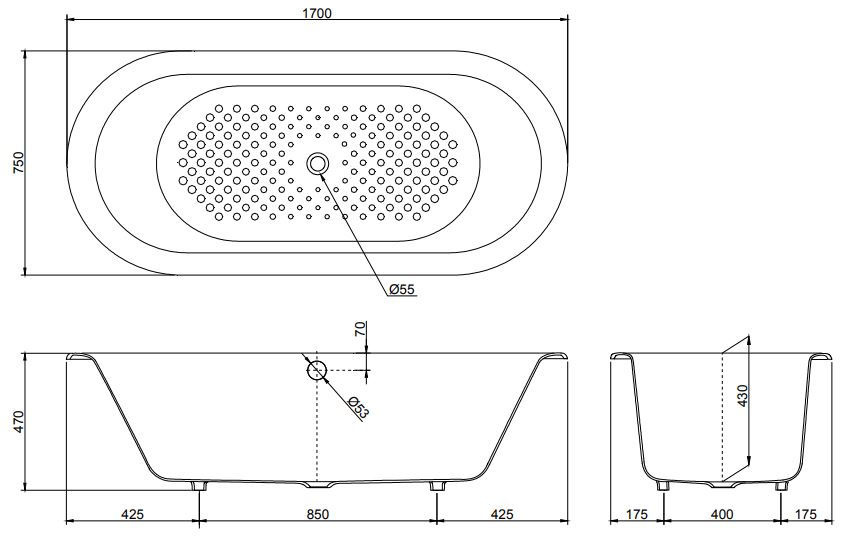 ban-ve-bon-tam-toto-ffbyn1710cpe-w Bản vẽ bồn tắm FBYN1710 1.7 mét