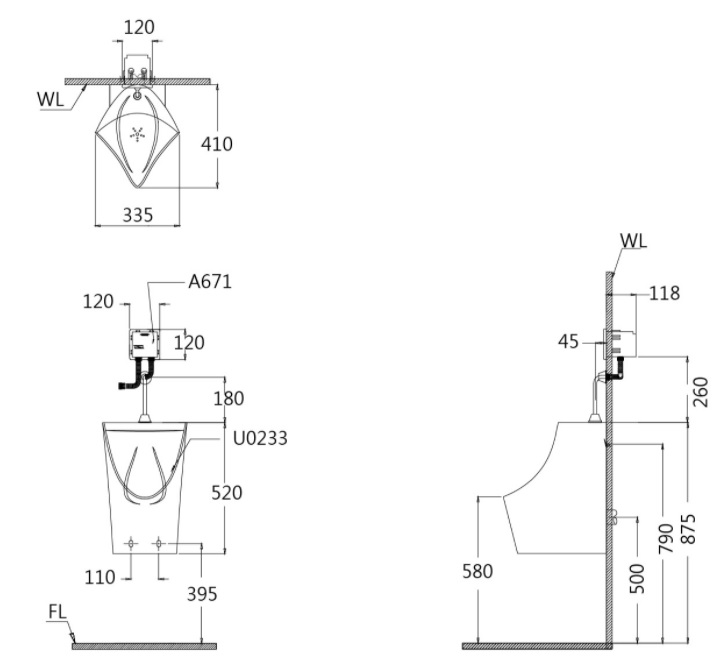 ban-ve-bon-tieu-nam-treo-tuong-caesar-u0233 Bản vẽ kỹ thuật bồn tiểu treo tường caesar U 0233