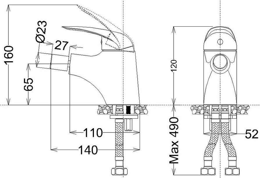 ban-ve-caesar-b183c Bản vẽ kích thước van tiểu nữ Caesar B183C