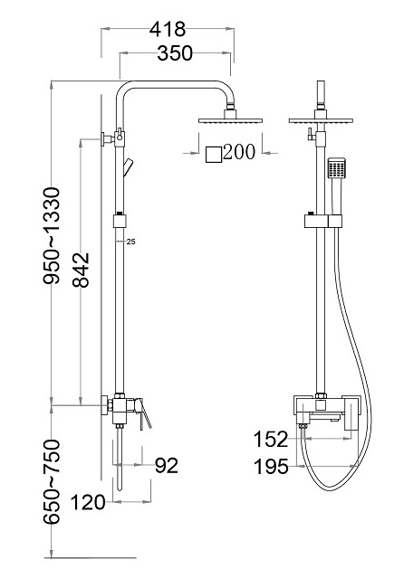 ban-ve-caesar-s668cb Bản vẽ kích thước sen cây màu đen Caesar S688CB