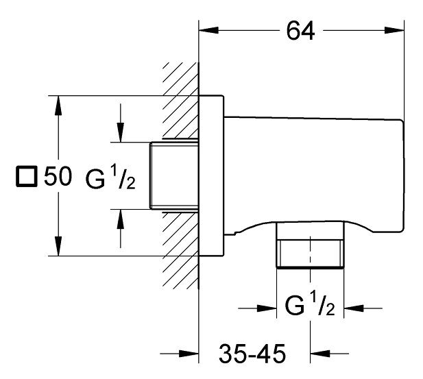 Bản vẽ kích thước đầu ra nước Rainshower Grohe 27076000 