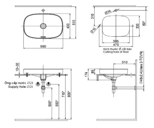 Bản Vẽ Chậu Rửa Lavabo Inax AL-642V Đặt Bàn AquaCeramic Bản Vẽ Chậu Rửa Lavabo Inax AL-642V Đặt Bàn AquaCeramic