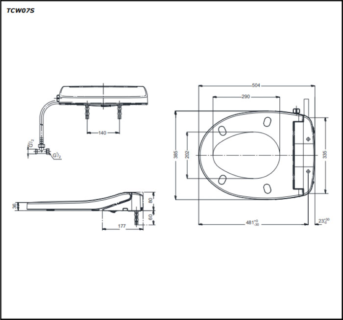 Bản vẽ kỹ thuật của Nắp rửa cơ TOTO TCW07S uy tín, chất lượng Bản vẽ kỹ thuật của Nắp rửa cơ TOTO TCW07S cao cấp, chính hãng