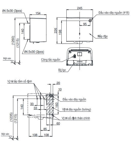 ban-ve-may-say-tay-toto-tyc122w Bản vẽ máy sấy TOTO TYC322M