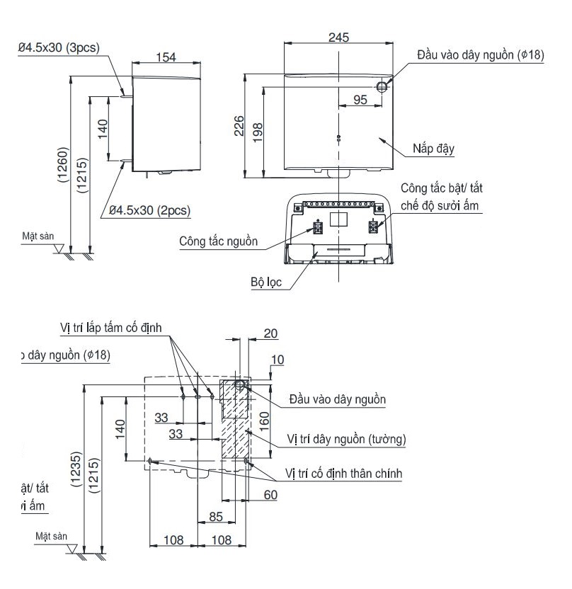 ban-ve-may-say-tay-toto-tyc322m Bản vẽ kỹ thuật máy sấy TOTO TYC 322M
