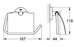 ban-ve-moc-giay-ve-sinh-grohe-40367001 Bản vẽ kỹ thuật lô giấy vệ sinh Essentials 40367001 Grohe