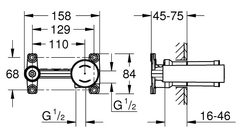 ban-ve-phu-kien-grohe-23571000 Bản vẽ kỹ thuật bộ trộn âm vòi lavabo 23571000 Grohe 2 lỗ
