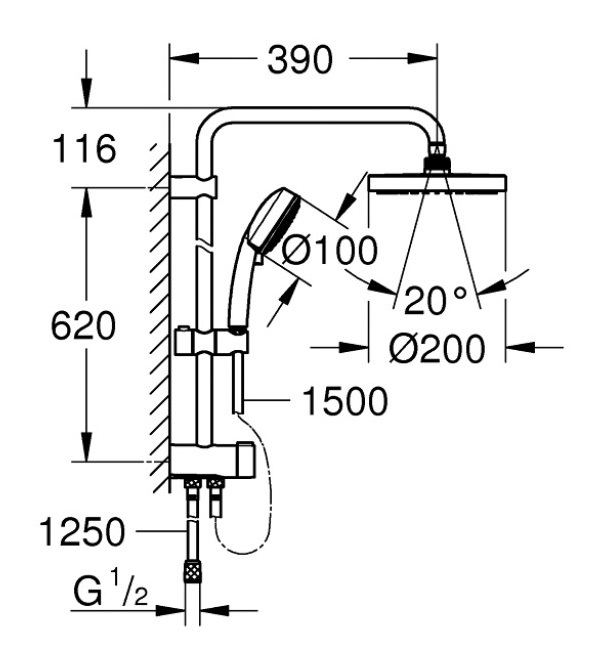 ban-ve-sen-cay-grohe-new-tempesta-cosmopolitan-27394002 Bản vẽ sen cây Grohe New Tempesta Cosmopolitan 200 27394002