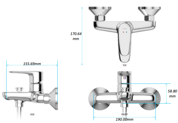 ban-ve-sen-tam-inax-bfv-1113s-1c Bản vẽ kích thước vòi sen INAX BFV-1113S-1C