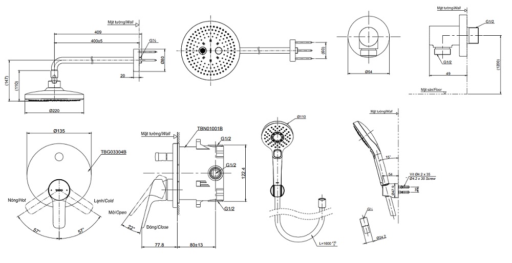 ban-ve-sen-tam-toto-tbg03304b-tbw01004a-tbw01010a-am-tuong bản vẽ vòi sen TOTO TBG03304B/TBW01004A/TBW01010A âm tường