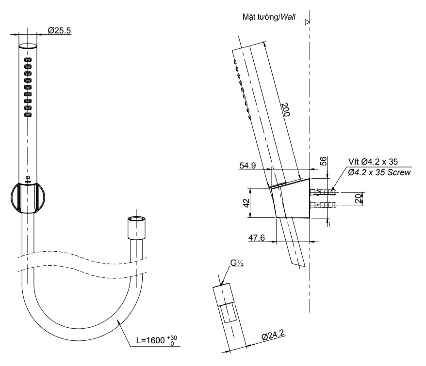 ban-ve-sen-tam-toto-tbw002017a Bản vẽ tay sen tắm TOTO TBW02017A