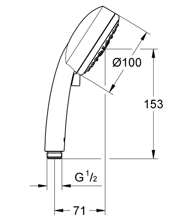 ban-ve-tay-sen-grohe-27573002 Bản vẽ kích thước tay sen 27573002 Grohe 100mm