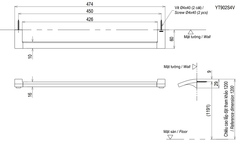 ban-ve-thanh-treo-khan-toto-yt902s4v Bản vẽ thanh vắt khăn TOTO YT903S4V