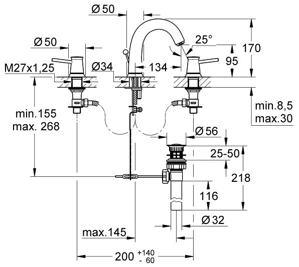 ban-ve-voi-lavabo-grohe-20470000 Bản vẽ kích thước vòi lavabo 20470000 Grohe BauClassic