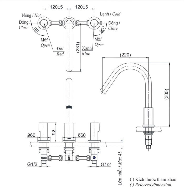 ban-ve-voi-nuoc-bon-tam-tbg11201b-nong-lanh-gf-3-lo ảnh 2d vòi nước bồn tắm TBG11201B nóng lạnh GF 3 lỗ