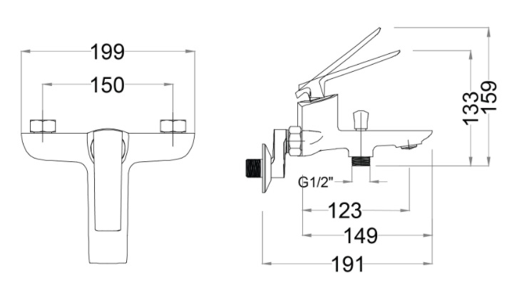 ban-ve-voi-sen-caesar-nong-lanh-s823c Bản vẽ kỹ thuật vòi sen tắm nóng lạnh caesar S 823C