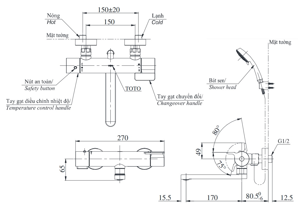 ban-ve-voi-sen-nhiet-do-toto-tbv03427v-tbw02006a Bản vẽ sen tắm xả bồn TBV03427V TBW02006A