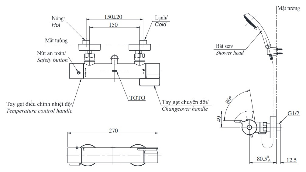 ban-ve-voi-sen-nhiet-do-toto-tbv03431v-tbw02017a Bản vẽ sen tắm TBV03431V TBW02017A nhiệt độ TOTO