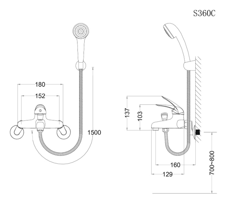 ban-ve-voi-sen-nong-lanh-caesar-s360c Bản vẽ kỹ thuật vòi sen tắm nóng lạnh Caesar S 360C