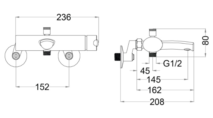 ban-ve-voi-sen-nong-lanh-caesar-s543c Bản vẽ kỹ thuật vòi sen tắm nóng lạnh caesar S 543C