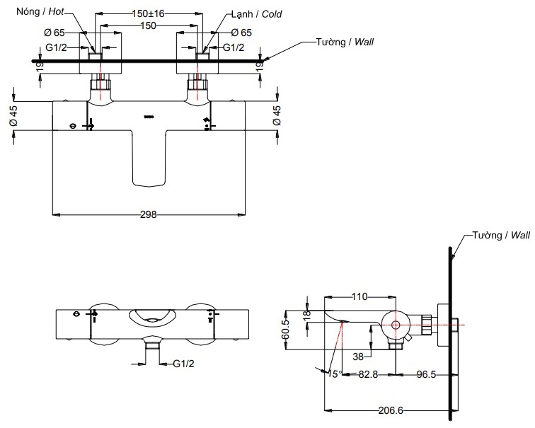 ban-ve-voi-toto-tbv01402b Bản vẽ kỹ thuật vòi hoa sen TOTO TBV01402B