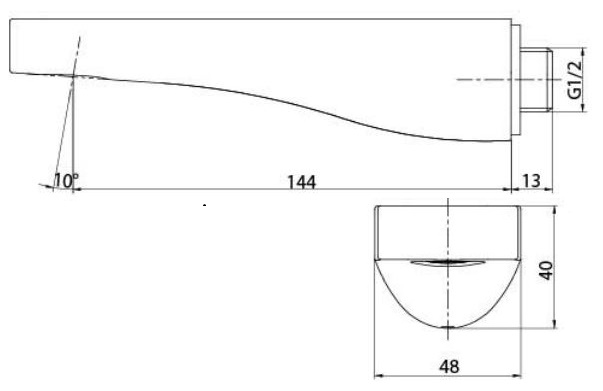 ban-ve-voi-xa-bon-toto-ttbr102-1 Bản vẽ kích thước vòi xả bồn gắn tường TTBR102 TOTO