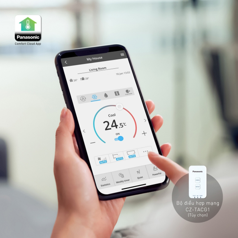 ckeditor_4652266 Điều khiển bằng điện thoại - Điều hòa Panasonic 1 chiều Inverter 8700BTU CU/CS-U9XKH-8