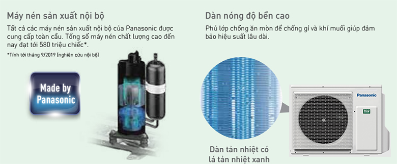 dieu-hoa-am-tran-panasonic-dan-tan-nhiet Điều hòa âm trần Panasonic độ bền cao dàn đồng, cánh tản nhiệt màu xanh