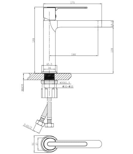 h-2600vb-1 Vòi lavabo Huge H-2600VB