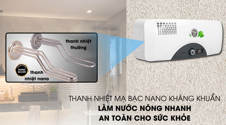 Thanh nhiệt mạ bạc kháng khuẩn - Máy nước nóng Kangaroo 22 lít KG 72A2 Thanh nhiệt mạ bạc kháng khuẩn - Máy nước nóng Kangaroo 22 lít KG 72A2
