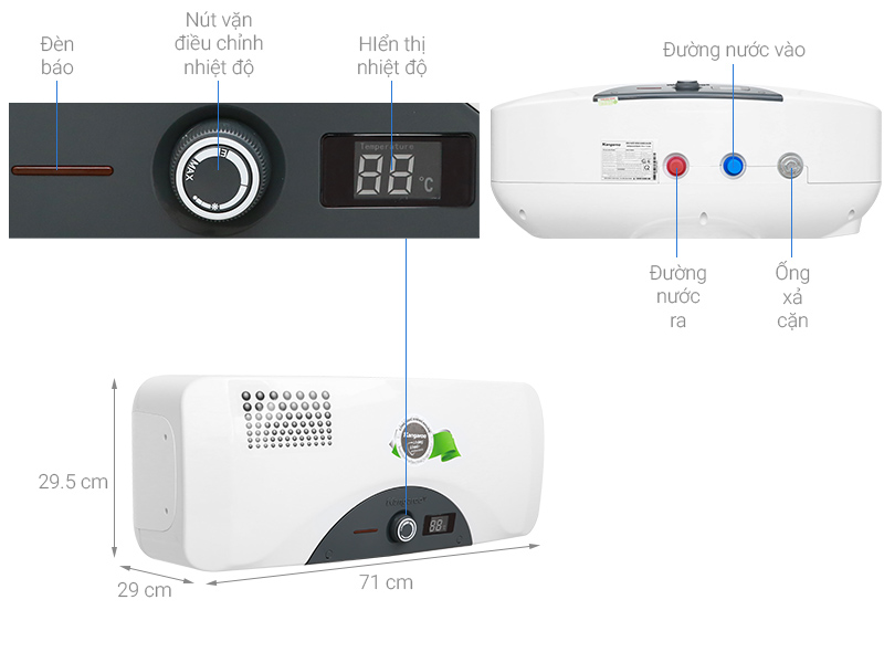 kangaroo-22l-kg-72a2 Máy nước nóng gián tiếp Kangaroo 22 lít 2500W KG 72A2