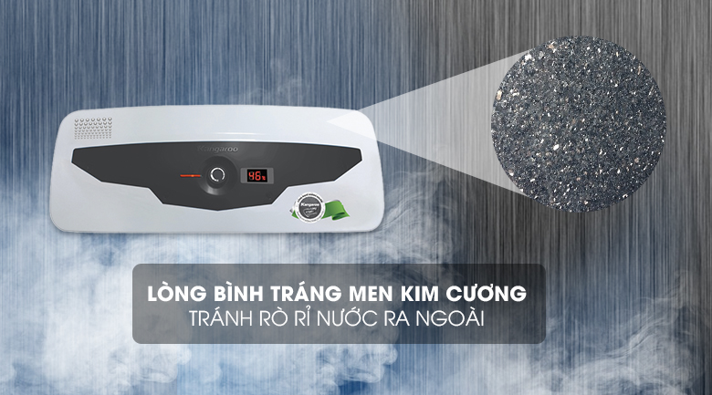Máy nước nóng Kangaroo 30 lít KG 70A3 - Chống rò rỉ với lớp tráng kim cương nhân tạo bên trong lòng bình Máy nước nóng Kangaroo 30 lít KG 70A3 - Chống rò rỉ với lớp tráng kim cương nhân tạo bên trong lòng bình