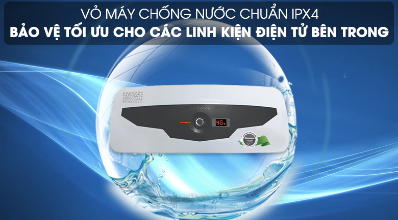 Máy nước nóng Kangaroo 30 lít KG 70A3 - Lớp vỏ chống thấm tiêu chuẩn quốc tế IPX4 Máy nước nóng Kangaroo 30 lít KG 70A3 - Lớp vỏ chống thấm tiêu chuẩn quốc tế IPX4