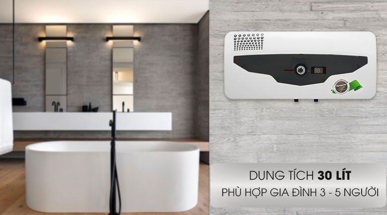 Máy nước nóng Kangaroo 30 lít KG 70A3 - Dung tích bình chứa 30 lít, thích hợp hộ gia đình 3 - 5 thành viên Máy nước nóng Kangaroo 30 lít KG 70A3 - Dung tích bình chứa 30 lít, thích hợp hộ gia đình 3 - 5 thành viên