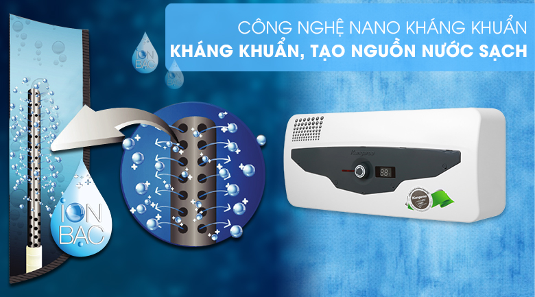 Máy nước nóng Kangaroo 30 lít KG 70A3 - kháng khuẩn, tạo nguồn nước sạch nhờ công nghệ nano Máy nước nóng Kangaroo 30 lít KG 70A3 - kháng khuẩn, tạo nguồn nước sạch nhờ công nghệ nano