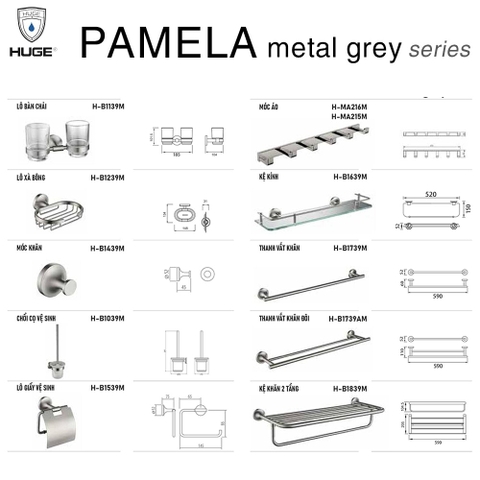 pamela-metal-grey Bộ phụ kiện Pamela metal grey