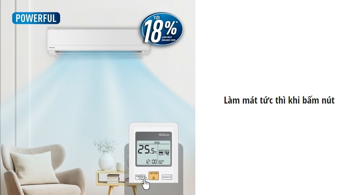 tan-huong-khong-gian-mat-voi-che-do-powerful Bạn có thể tận hưởng không gian mát lạnh tức thì với chế độ Powerful