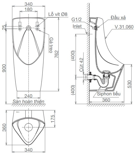 tieu-nam-viglacera-t6 Bản vẽ kích thước tiểu nam T6 Viglacera