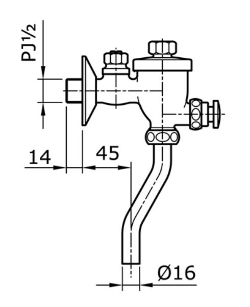 toto-t60s Bản vẽ kỹ thuật van xả tiểu TOTO T60S