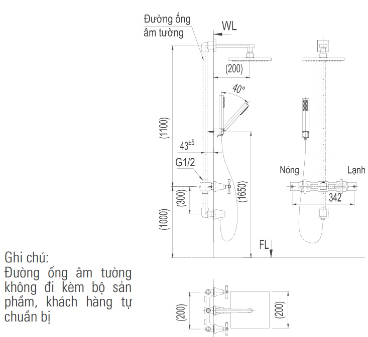 v81b Bản vẽ kỹ thuật vòi sen tắm INAX BFV-81SEHC