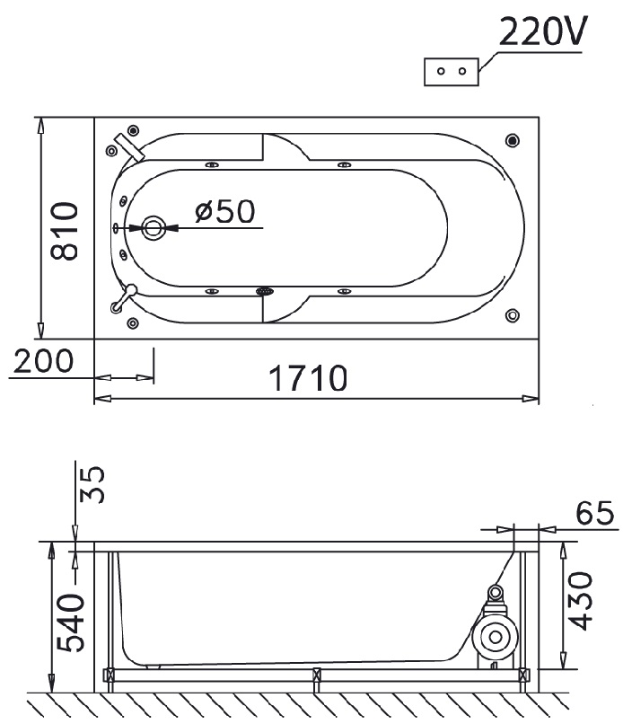 ban-ve-bon-tam-caesar-at0170lr Bản vẽ kỹ thuật bồn tắm chân yếm Caesar AT0170L(R)