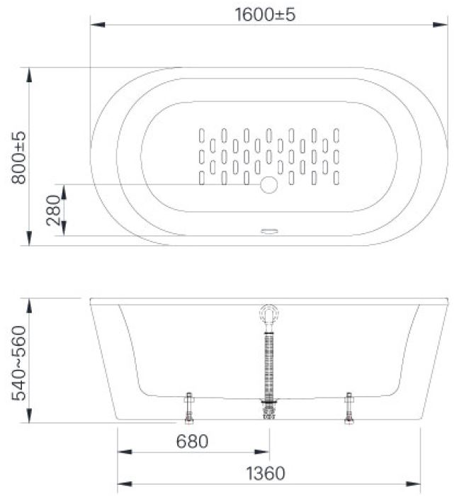 ban-ve-bon-tam-inax-bf-1656 Bản vẽ kích thước bồn tắm đặt sàn Inax BF-1656